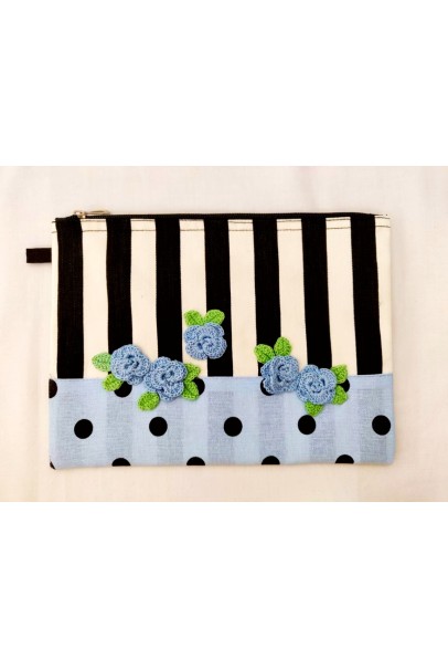 Happy Threads Pretty Cotton Storage Pouch (Blue)